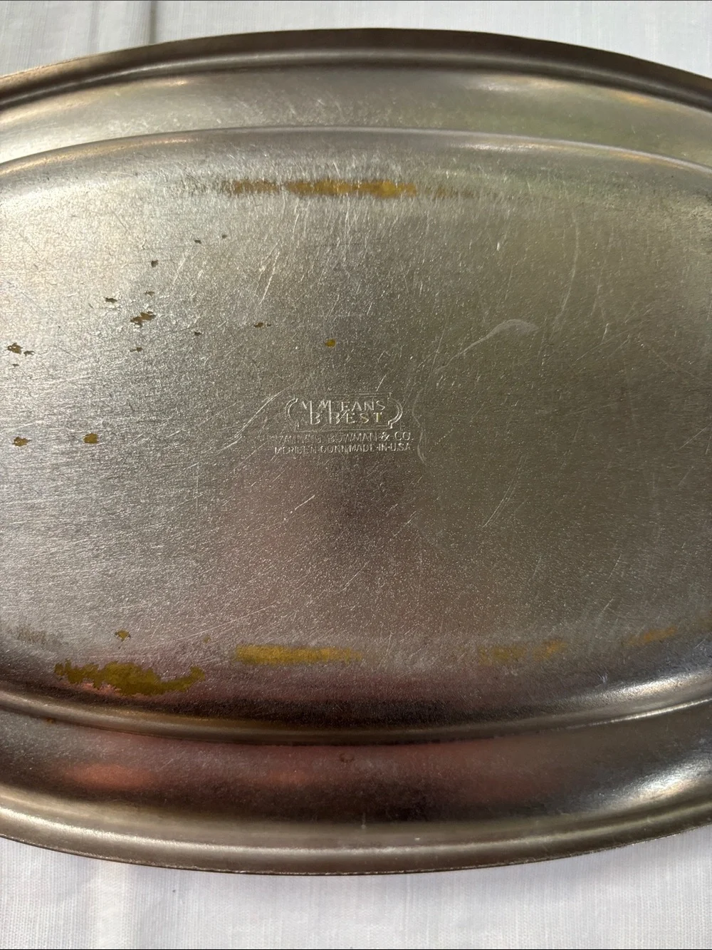 Vintage Manning-Bowman Silver Plated Oval Tray Cutout Handles